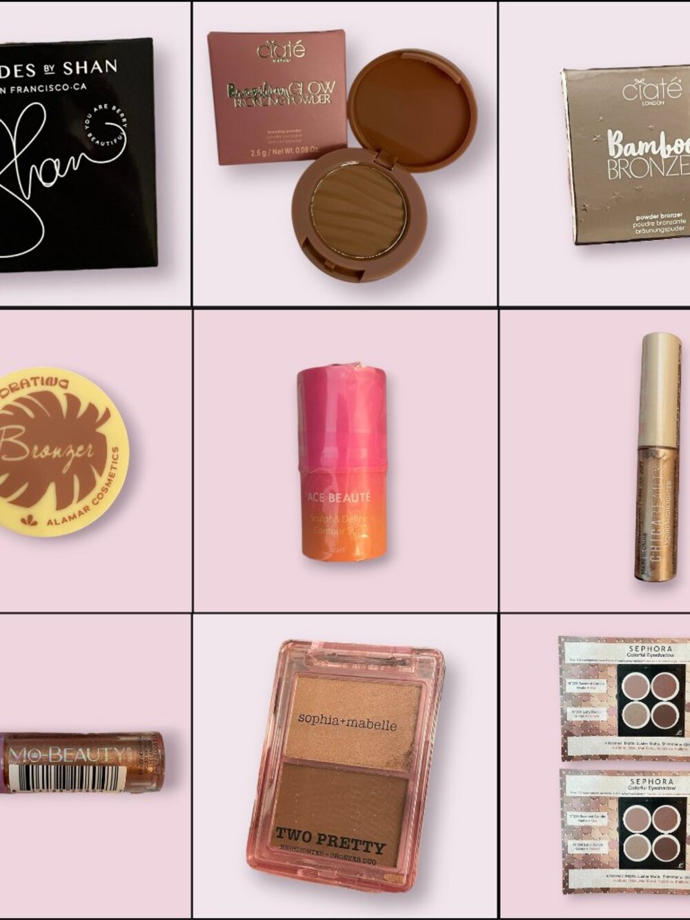 Bundle of Mini Pressed Bronzers, Counter/Highlighter Sticks, Eyeshadows